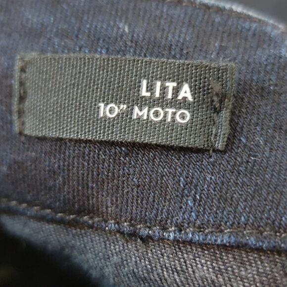 Veronica Beard Jeans Denim Sz 27 Lita 10" Moto Lace Up Made in USA Skinny Dark - Picture 12 of 13